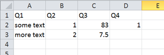 Example contents of a CSV file for use with SPSS Syntax in Q